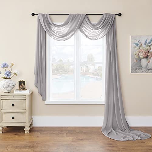 SK Studio Querbehang Freihanddeko Transparente Voile Gardine Vorhang Hochzeit Deko Foto Hintergrund Vorhangschal für Party Hochzeit Geburtstag Grau, 140x200cm