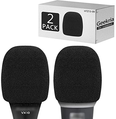 Geekria for Creators Bonnette Anti-Vent en Mousse pour Microphones de 4,1 cm de diamètre, Housse en Mousse Anti-Pop, Filtre en Mousse éponge Compatible avec Bietrun WXM09, WXM2 (Noir/Lot de 2)
