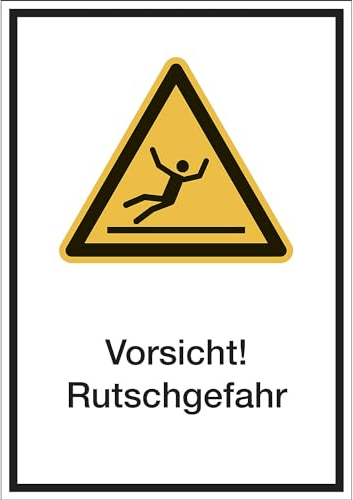 kaiserkraft | Kombischilder mit Text für Warnkennzeichen | Vorsicht! Rutschgefahr | VE 10 Stk | Folie | LxH 130 x 185 mm