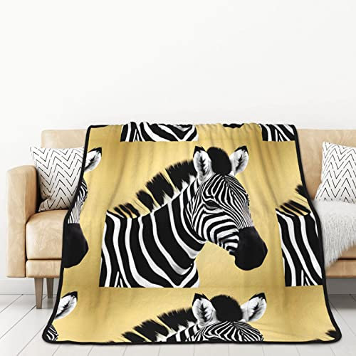TORONG Doppelseitige Flanelldecke mit Zebramuster für Autobetten und Nickerchen für Erwachsene, warme und gemütliche Decke (152,4 x 203,2 cm), Schwarz und Weiß