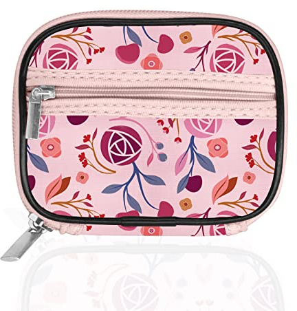 Serfeymi Tablettenbox Pillendose 7 Tage Klein Medikamentenbox Pillenbox mit Reißverschluss Stofftasche für Geldbörse,Tabletten Wochenbox zur Aufbewahrung von Medikamenten und Vitaminen – Rosa 01