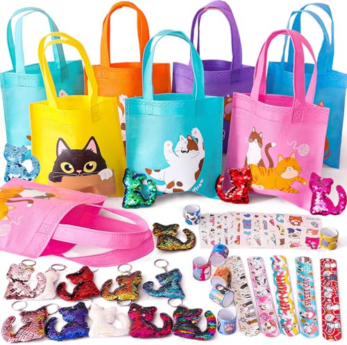 Tacobear Katzen Party Mitgebsel Kindergeburtstag Give Aways Gastgeschenke mit Geschenktüten Pailletten Schlüsselanhänger Aufkleber Schnapparmband Party Mitbringsel Pinata Füllung Junge Mädchen