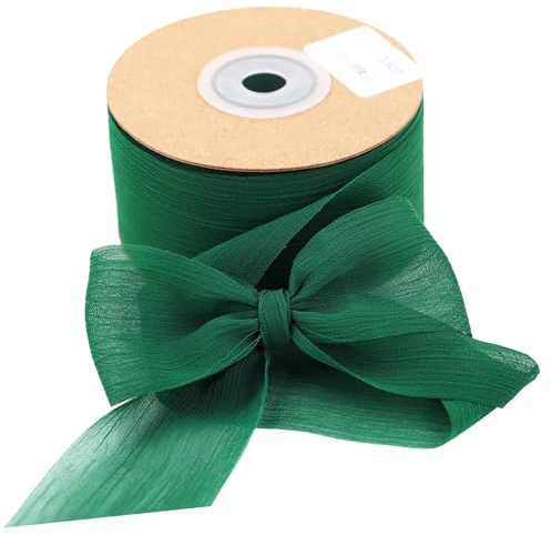 WDZGX Ribbons Schleifenbänder Geschenkband Ribbon Geschenk Band Dunkelgrün | Breit Schleifenband Seidenbänder Seidenband Chiffon Hochzeit Tüllband Chiffonband Stoff Dünn Satinband Breites Tüll Hochzeits