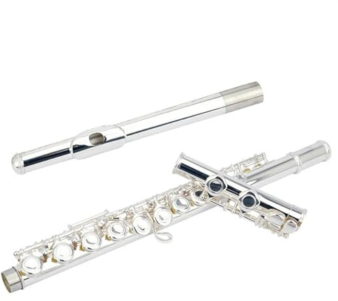 16-Tasten-C-Taste Mit Geschlossenem Loch, Weißkupferversilberte Flöte, E-Taste, Geteiltes Standard-Flöteninstrument Mit Box Querflöte für Anfänger