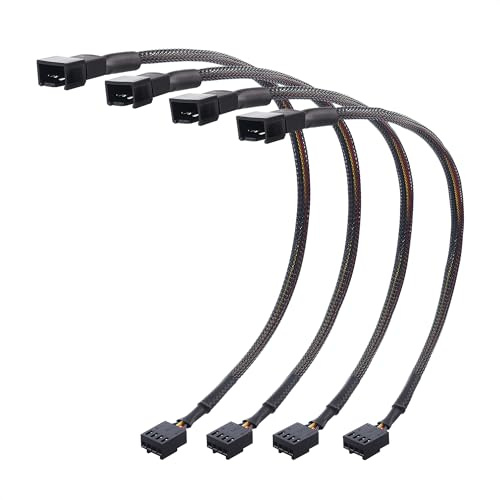Cable Matters 4er-Pack PWM 4-poliges Lüfter-Ext. Kabel, 30 cm | PC-kompatibel, PC Fan Verlängerung Kabel, PWM Fan Kabel, 4-Pin Stecker auf Buchse