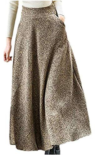 BININBOX Jupe Trapèze en Laine Femme Longue Ligne A Taille Haute Automne Hiver