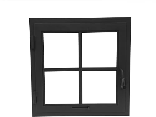 Kamintür mit Glasfenster, Fenster! Breite 50 cm Höhe 50 cm | Scharniere auf der rechten Seite | Griff auf der linken Seite