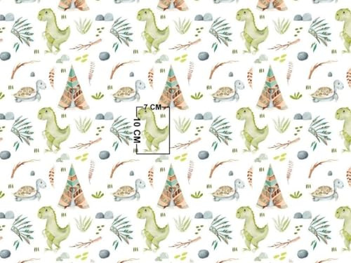 Dinosaurier Schildkröte Tippi 100x160cm 1 Meter 100% Baumwolle Baumwollstoff Kinder Meterware Handwerken Nähen Stoff