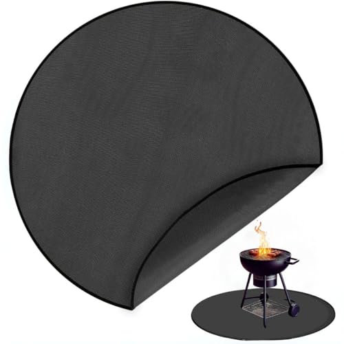 Tappetino rotondo per griglia (152,4 cm) per barbecue all'aperto, barbecue, affumicatori, stufe, camini, bracieri, terrazza, erba e patio, ignifugo, a prova di olio, impermeabile