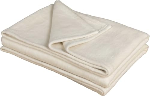 allnatura Flauschige Baumwoll Plüschdecke Cotona-Natura 140x200 cm Made in Germany Crème-Ton - große GOTS-zertifizierte Sofadecke 100% Bio Baumwolle - waschmaschinenfeste Wohndecke Couchdecke