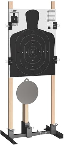 Wasoyun 2-in-1 - Base di supporto per bersaglio da tiro regolabile in larghezza da 20,3 cm a 61 cm, per obiettivi USPSA/IPSC e IDPA in cartone e carta, confezione da 1