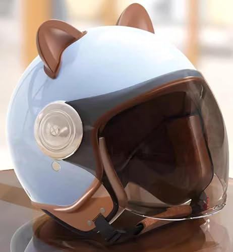 SJAPEX Casco Integral Retro para Niños Y Niñas, Homologado ECE, Casco Infantil Vintage 3/4, Cómodo Casco Infantil con Hebilla De Liberación Rápida 1,48~55cm