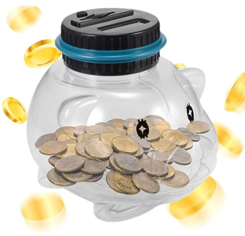 Compteur de pièces numérique - Tirelire de comptage électronique - Tirelire transparente - Grande capacité en forme d'animal - Avec cont