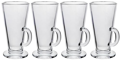 UNIQUE HOME LIVING Latte Glasses Set of 4 Coffee Mugs for Espresso Cappuccino Tea Iced Coffee Hot Chocolate, Drinks Glasses with Handle - 250ml