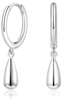 Cangall Ohrringe Silber 925 Sterling Silber Creolen mit Waterdrop Anhänger, Hypoallergen Leichte Silber Ohrringe Hängend, Silber Creolen Ohrhänger Schmuck Geschenk für Damen Mädchen Freundin Mama