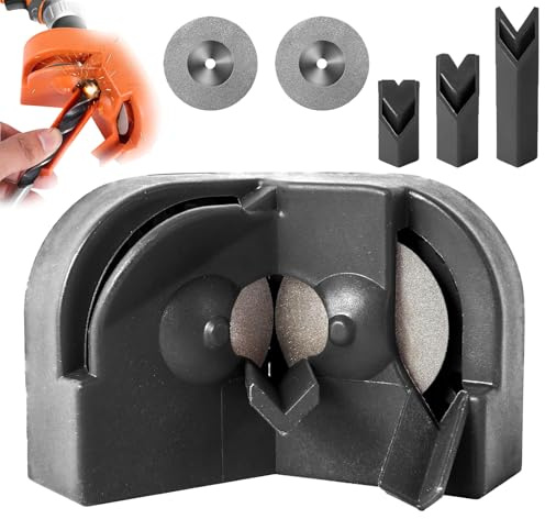 Drill Bit Sharpener, Multipurpose Drill Bit Grinding Sharpener, Drill Bit Sharpening Tool Jig for All Bits, Afilador De Brocas Para Metal With 2 Grinding for Hss Masonry Carbide Metal (Black)