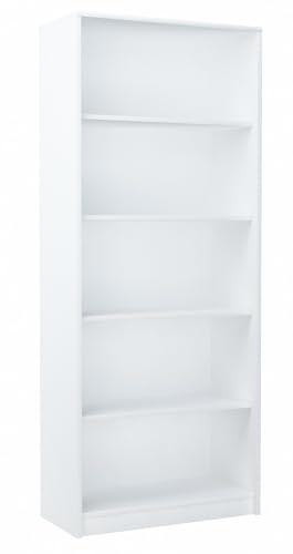 MATKAM Bücherregal R6, B/H/T 74x180x35cm, Standregal, ideal für Büro, Diele Wohnzimmer, Jugend- oder Kinderzimmer (Weiß)