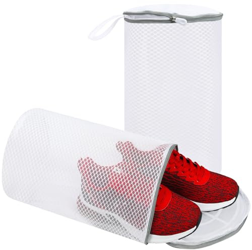 Vivifying Schuhwaschmaschinenbeutel, 2er-Pack Waben-Netz-Schuhwäschesack mit Reißverschluss für Turnschuhe, Laufschuhe, Socken, BHs, Feinwäsche und Spielzeug