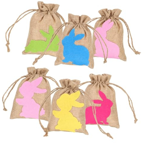 Generisch 1 Satz Hase Tasche Mit Kordelzug Hasenzubehör Filztaschen Kaninchen Hasenspielzeug Partygeschenktüten Hase Plüsch Zellophanbeutel Partytasche Ostern Große Tasche Tuch 6st