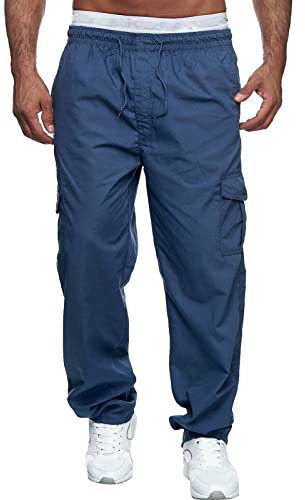 ofeirhz Combat-Hose für Herren, UK mit Reißverschlusstaschen, athletisch, leicht, Wanderhose, Cargohose, Herren-Arbeitshose, normale Passform, Kordelzughose, Trainingshose, legere Business-Hose, blau,