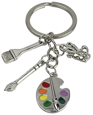 Keychain Painter Arte - Keychains Paint Palette with Colors, Thick Brush, Thin Brush, Paint Tube. - Key Accessory for Art Lovers, Creativity… - Unisex Keychain Men and Women, grey, One size