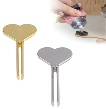 Key Tooth Paste Squeezer, Stainless Steel Toothpaste Roller Squeezer, Roller Tube Wringer, Metal Tube Squeezer Key for Toothpaste, Paint, Cosmetic & Hair Dye (Gold+Silver)
