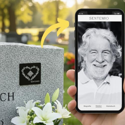 Sentemio QR Code für Grabstein aus Aluminium | 2 Stück | wetterfest