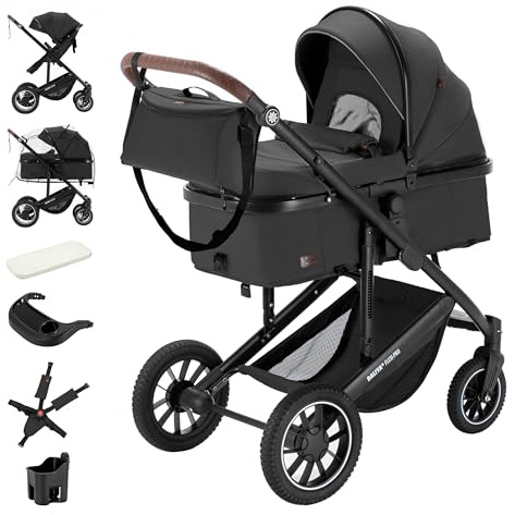 Daliya® FLEXI-PRO M 2in1 Kinderwagen & Buggy (Dunkelgrau Leinen)