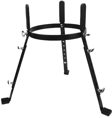 Luocute Conga Drum Ständer, Schwarzes Eisen-Eisen 20.67-26.77in Einstellbare Höhe Nicht-Schlupf-Conga-Drum-Korbrock für Leistung, Bongo-Ständer Geeigneter Größe 10,63 Zoll, Sichere