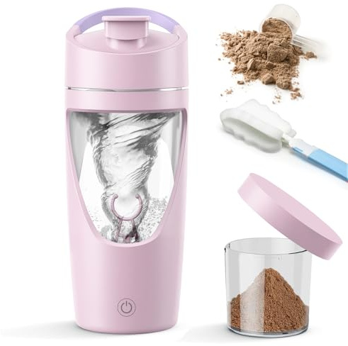 Elektrischer Protein Shaker, 700ml Protein Shaker Flasche mit Supplement Aufbewahrung, Shaker für Protein Shakes USB C Wiederaufladbar, Hergestellt mit Tritan, Leistungsstark für glatte Protein-Shakes