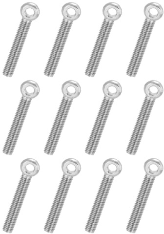 PATIKIL 12 Pcs M8x50mm Perno De Ojo Giratorio Con Hombrillo Plateado | Perno Con Ojo De Pescar Para Cables Y Cuerdas, Tornillos De Metal, Acero Inoxidable 304, Métrico Roscado Completo