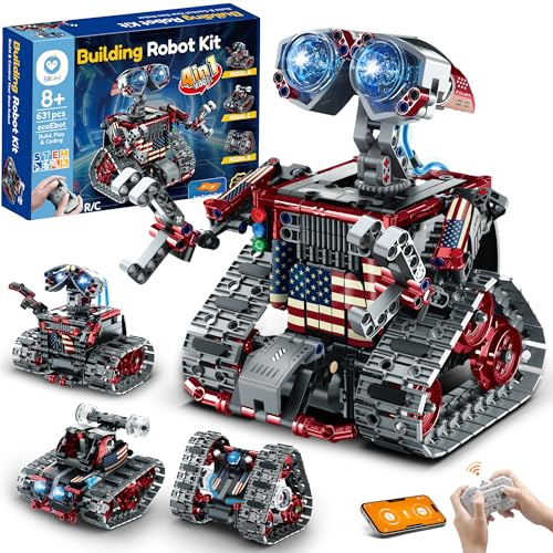 Sillbird Robots Télécommandé pour Enfants, Robotique de Course RC 4 en 1, Jouets de Construction à Programmation Créative, Idées Cadeaux pour Garçons et Filles âgés de 8 à 12 Ans