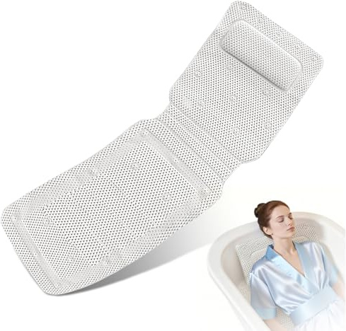 KIBROFT rutschfeste Badewannenmatte, Badewannenmatte mit Kissen, Sprudelmatte Badewanne, Badewannenzubehör zur Unterstützung des Kopfes, Der Schulter und des Rückens (36cm*125cm)