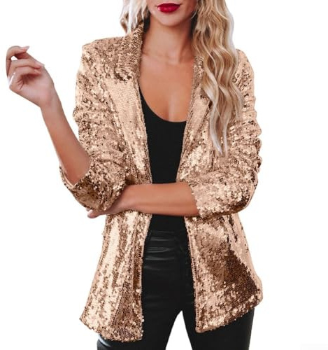 Fashionable Sequin Blazer for Women Perfect for Casual and Party Looks This Season (XXL Gold)