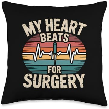 Vascular Surgeon Heartbeat Scalpel Throw Pillow
