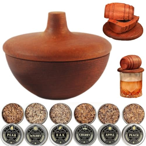 Kit de Fumage en Tonneau de Bois, Fumoir à Whisky et Cocktails, Kit de Fumage à L'ancienne, Infuseur de Fumoir, Cadeau de Bar à Domicile Parfait pour Hommes, Créez Une Expérience de Boisson Unique