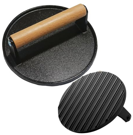 Patifirst Pressa Per Hamburger | Pressa Antiaderente in Metallo per Griglia - da Cucina Anti-Scadimento per Campeggio Riunioni Giardino Picnic