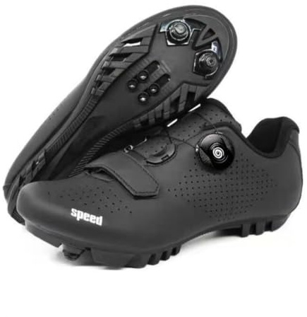 Cykelskor herr dam mountain bike-skor herr dam MTB cykel sneaker cykel andningsbara bergsskor unisex snurra cykelsko för utomhus och inomhus, Svart, 39.5 EU
