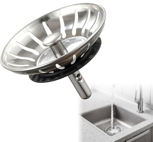 1Pc Kitchen Sink Plug Strainer Stainless Steel Strainers Sink Plugs | Replacement Drain Stopper Thicken Sink Plug Strainer for Food And Hole Hair Catcher for Kitchen Diameter 78mm