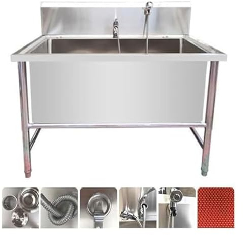 CYEZHKIIJ Foldable Dog Bathtub,Pet Washing Station, Pool,Professional Commercial Grooming Tub,Stainless Steel(50cm/19.7in,80cm/31.5in)