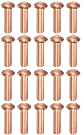 QUARKZMAN 150 Pcs Remaches Sólidos Cobre, 0.12x0.39 Remaches Cabeza Semi Redonda Para Aplicaciones Eléctricas, Suministros Para Manualidades Cuero (M3x10)