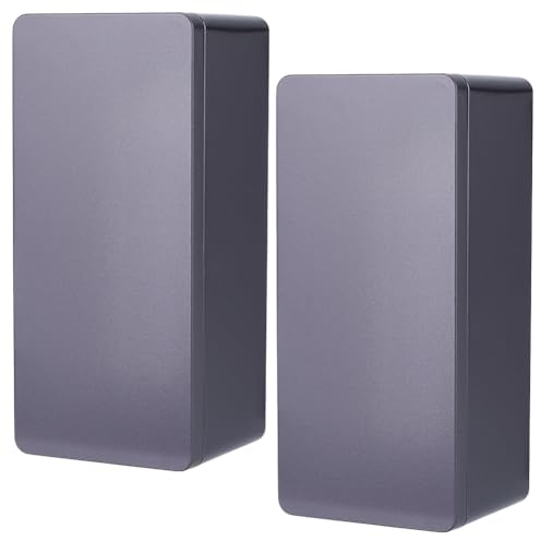 PLIGREAT 2 cajas de metal con tapa, caja de almacenamiento de dinero rectangular, para billetes, monedas y sellos, 18,5 x 8,5 x 7 cm