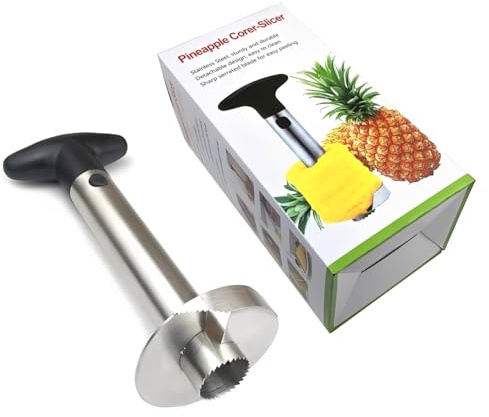 Cortador de Piña Natural de Acero Inoxidable. Descorazonador piña, Pelador de Piña, Troceador de Piña. Corta Piñas, Pela Piñas (Cortador de Frura sin Accesorios)