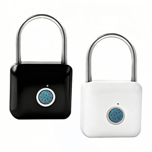 Fingerabdruck Vorhängeschloss, 2 Stück 130 mAh Vorhängeschloss mit Fingerabdruck aus Zinklegierung mit Edelstahl Sperrbügel und Halbleiter-Fingerabdruckchip für Schränke Fitnessstudio Werkzeugkästen