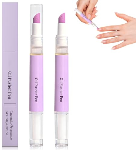 2 en 1 - Lápiz de aceite para cutículas, empujador de cutículas con punta de cerámica, lápiz de aceite para uñas, lápiz para cutículas, lápiz para el cuidado de las uñas, para reparar las cutículas