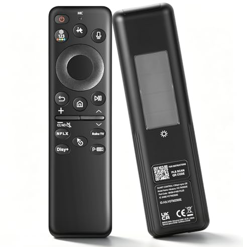Ersatz für Samsung AI Fernbedienung solar, Smart TV Sprachfernbedienung, mit USB-C Aufladung, AI Control, 4 App-Tasten＆Luftzeiger, für 2019-2025 Samsung Smart TVs