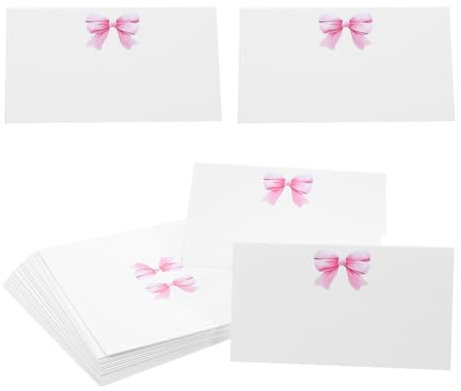 Zerodeko 50 Pezzi Segnaposto Matrimonio Fiocco Rosa, Cartellini per Posti a Sedere per Banchetti e Shower, Carte dei Posti a Tavola per Feste ed Eventi Speciali