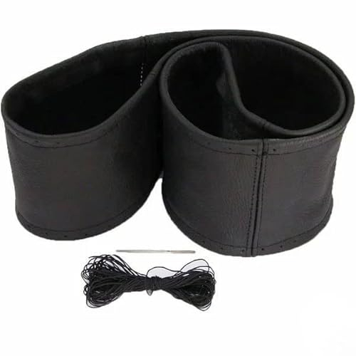 2 x Lenkradbezug-Lenkradschoner Schwarz echt Leder 37-39 cm zum selber Schnüren TOP