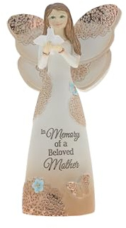 Pavilion Gift Company 19135 Light Your Way Memorial Beloved Mother Angel Figurine, 5-1/2, Brown
