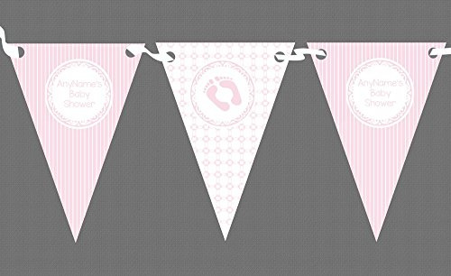 Girl Pink Stripes Chain Personalised Baby Shower Bunting